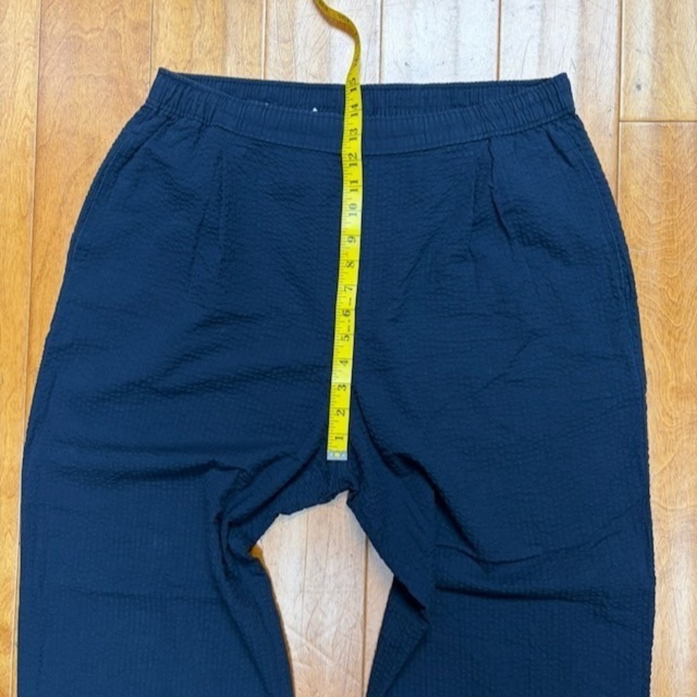 Uniqlo Seersucker Pants Womens XL Navy Wide Leg Pull On Elastic Waist Cotton - Picture 4 of 10